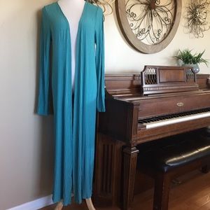 🎉 5/$25 New! Size Large Aqua Duster Open Blouse Top